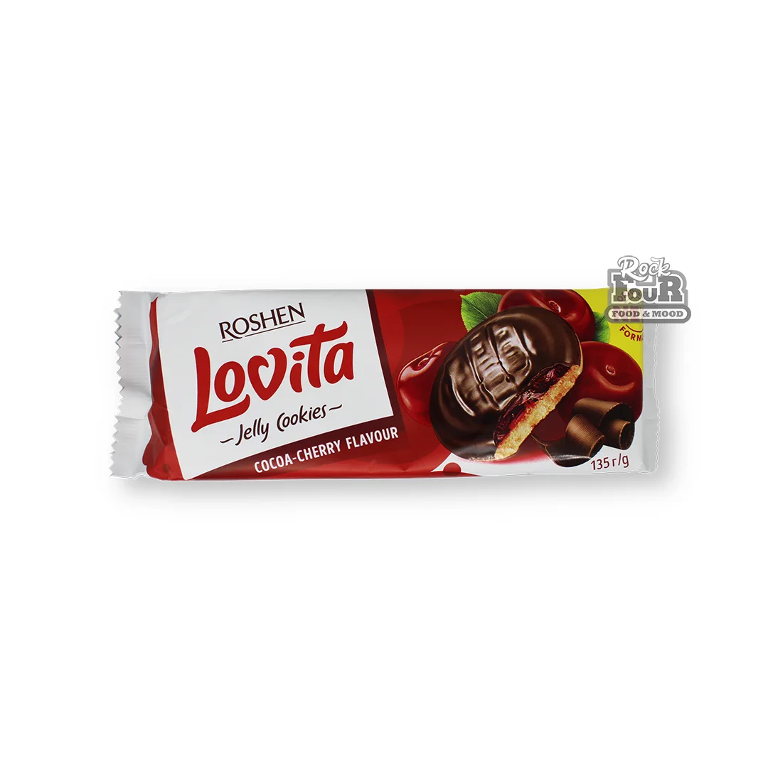 Печенье «Roshen Lovita Jelly Cookies» с вишневой начинкой 135г